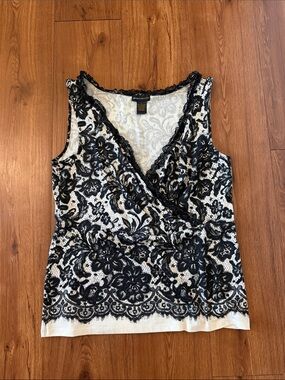 Grace Dane Lewis Black Lace Overlay White Camisole